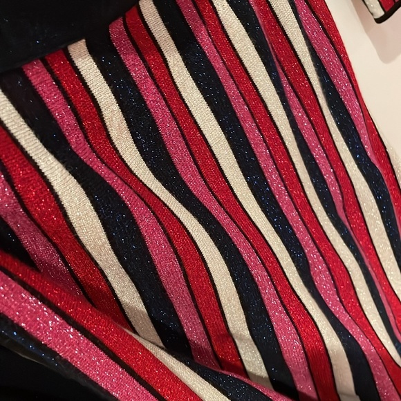 Diane Von Furstenberg Long Sleeve Striped Sparkle Wrap Dress Sz S - Picture 8 of 8